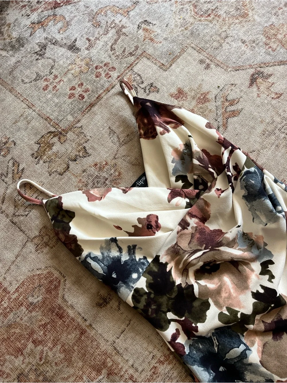 Eclipse Midi Dress with Mauve & Black Floral Print - Picture 6 of 6